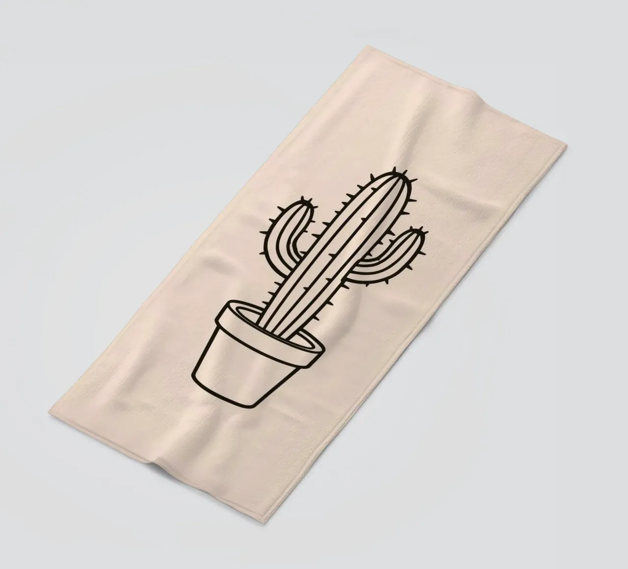 Cactus in un semplice vaso esposto su uno sfondo semplice telo mare da DesignDoodle
