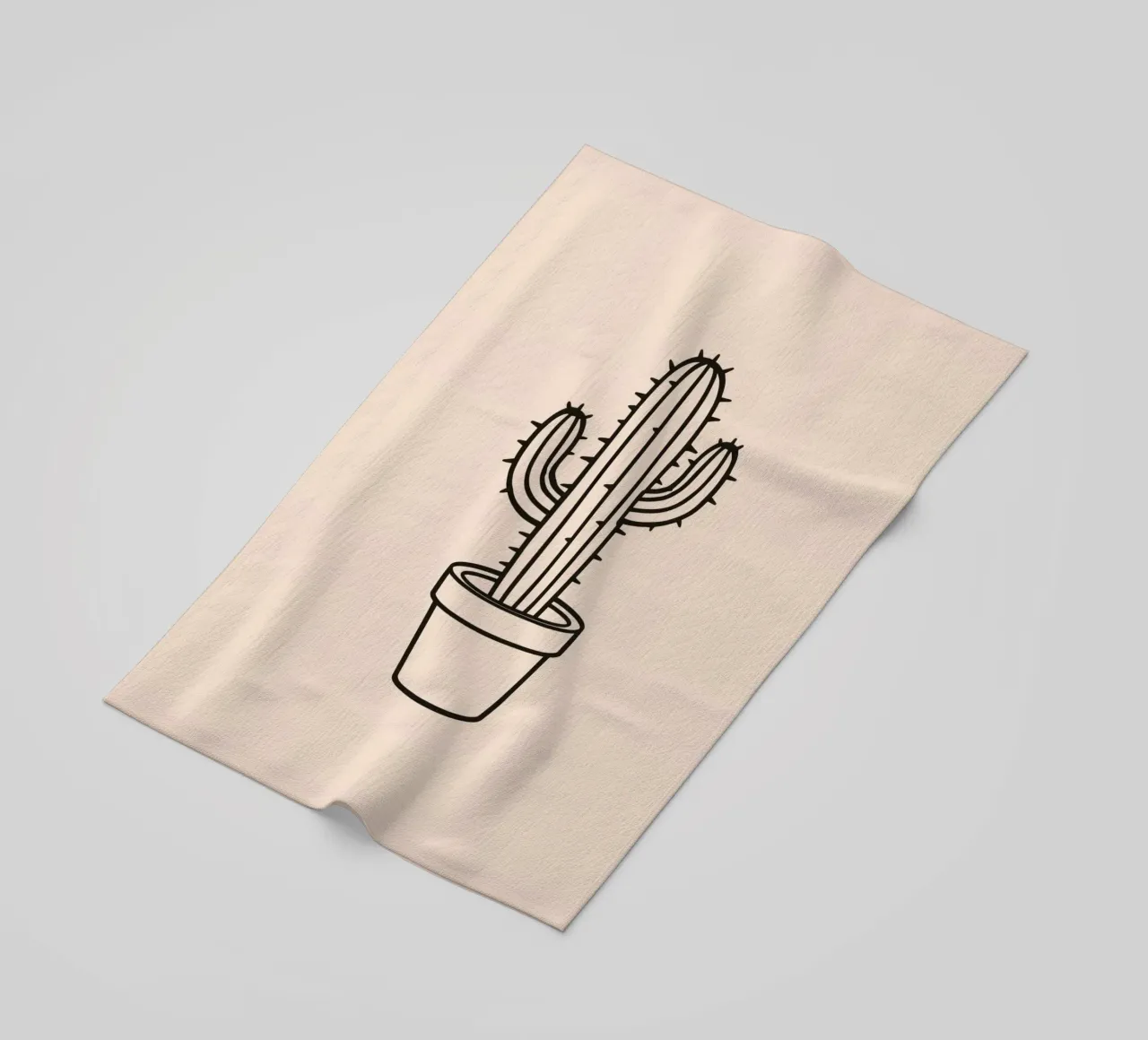 Cactus in un semplice vaso esposto su uno sfondo semplice telo mare da DesignDoodle