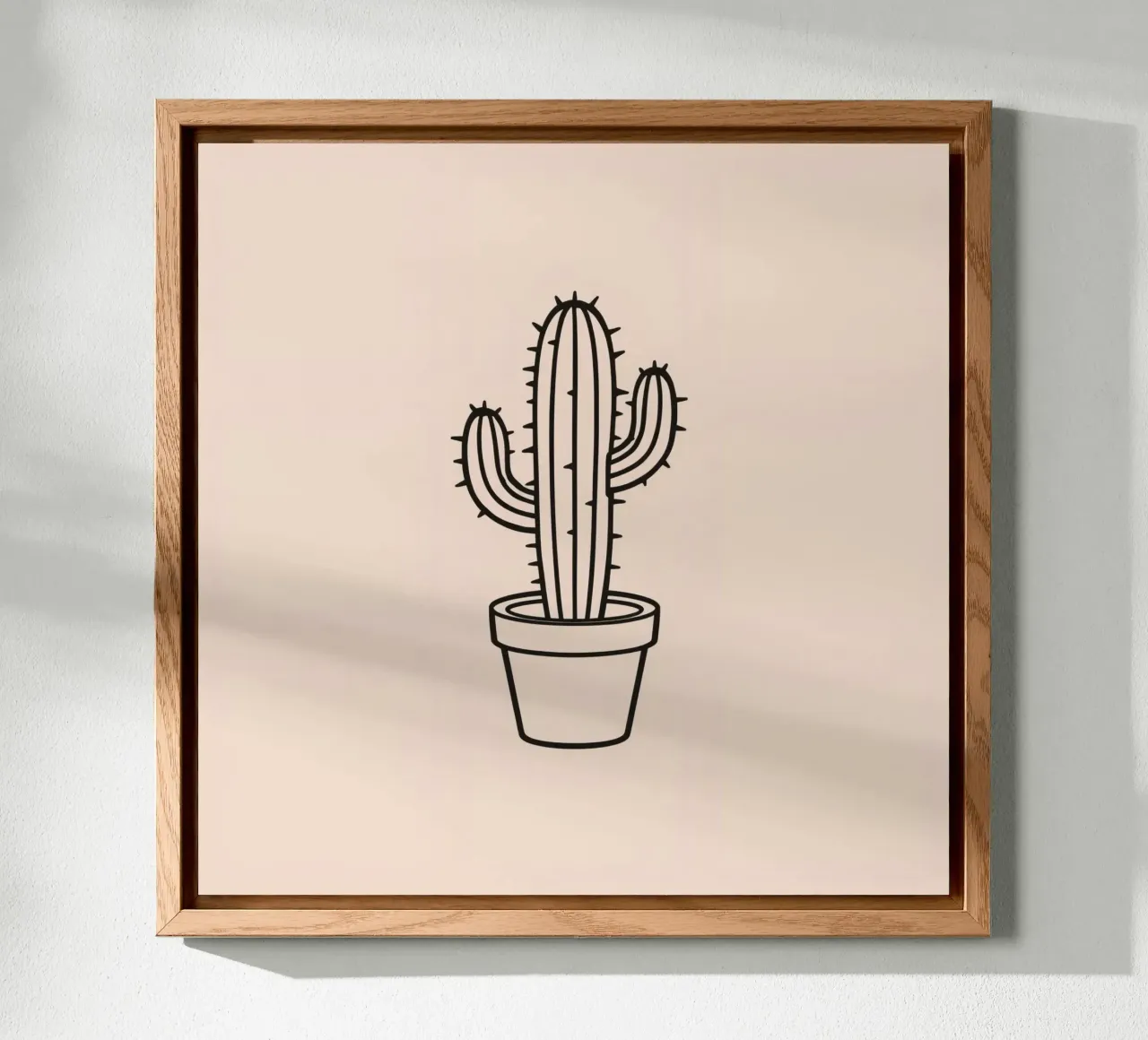 Cactus in un semplice vaso esposto su uno sfondo semplice alluminio dibond da DesignDoodle