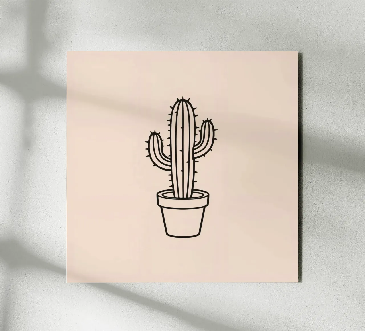 Cactus in un semplice vaso esposto su uno sfondo semplice alluminio dibond da DesignDoodle