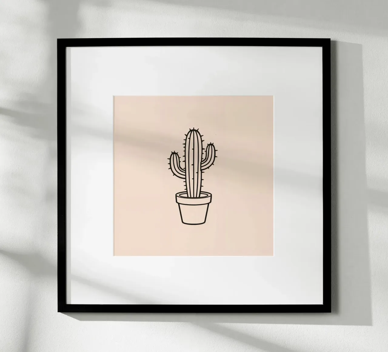 Cactus in a simple pot displayed against a plain background hahnemühle by DesignDoodle
