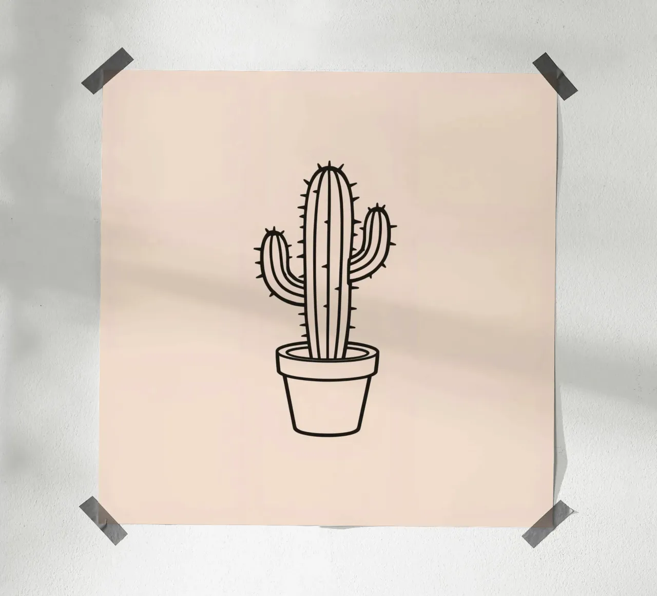 Cactus in un semplice vaso esposto su uno sfondo semplice carta hahnemühle da DesignDoodle