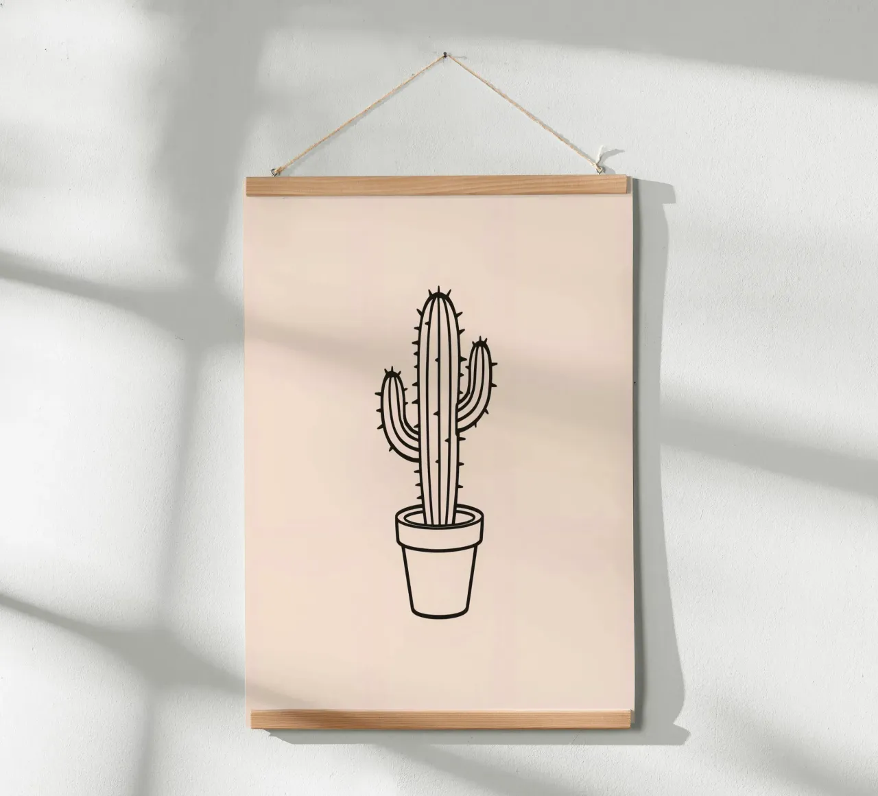 Cactus in a simple pot displayed against a plain background hahnemühle by DesignDoodle