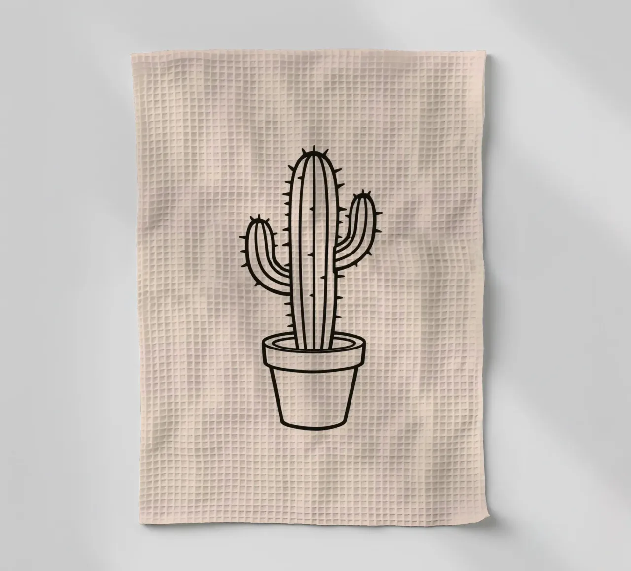 Cactus in un semplice vaso esposto su uno sfondo semplice canovaccio da cucina da DesignDoodle