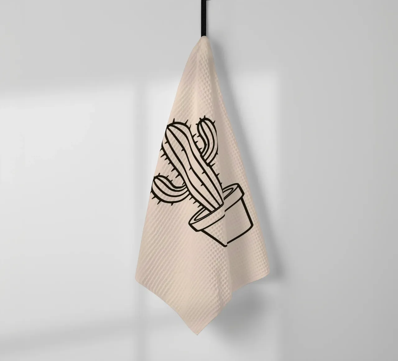 Cactus in un semplice vaso esposto su uno sfondo semplice canovaccio da cucina da DesignDoodle