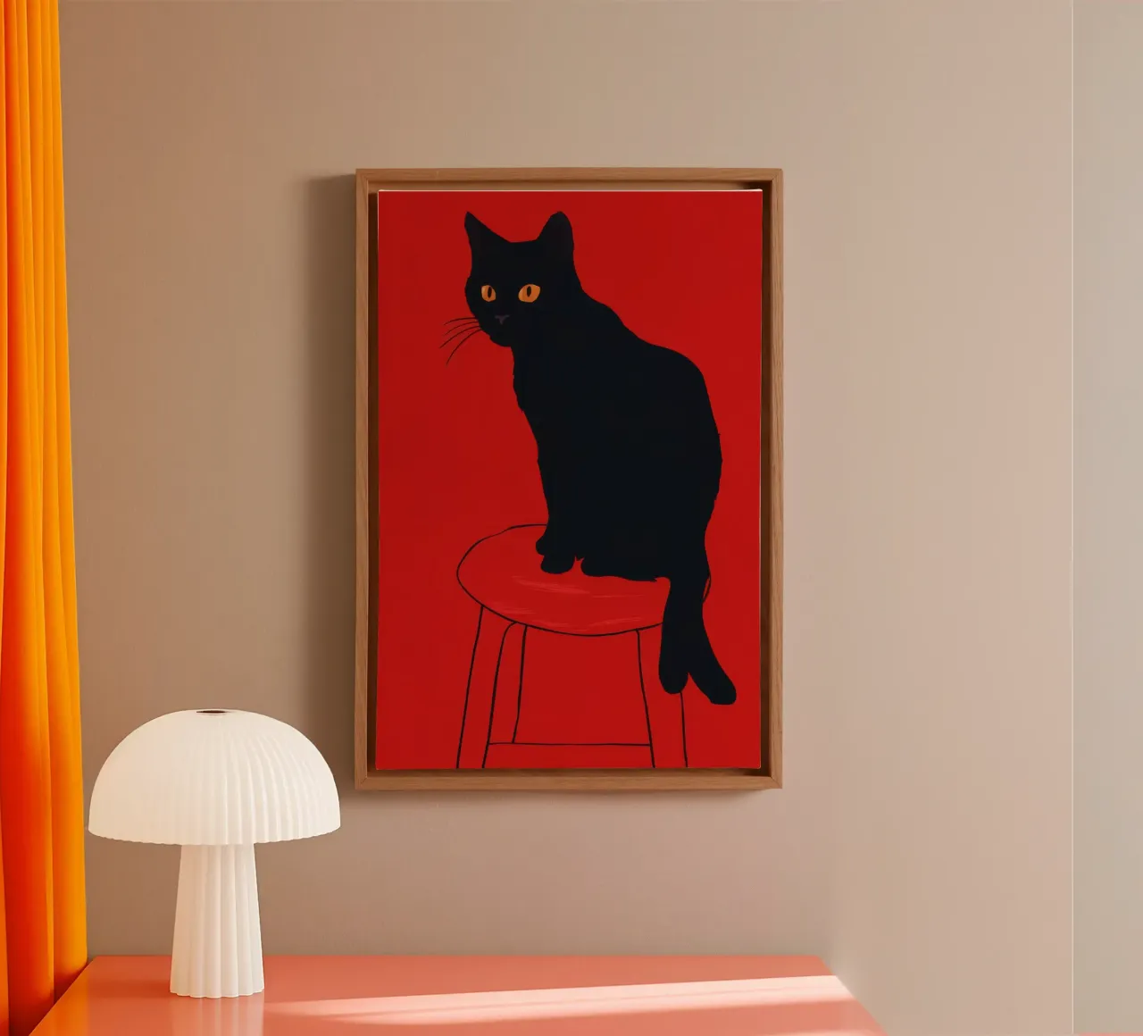 Karmozijnrode kruk schildwacht canvas met Baklijst van Mossy Pigment