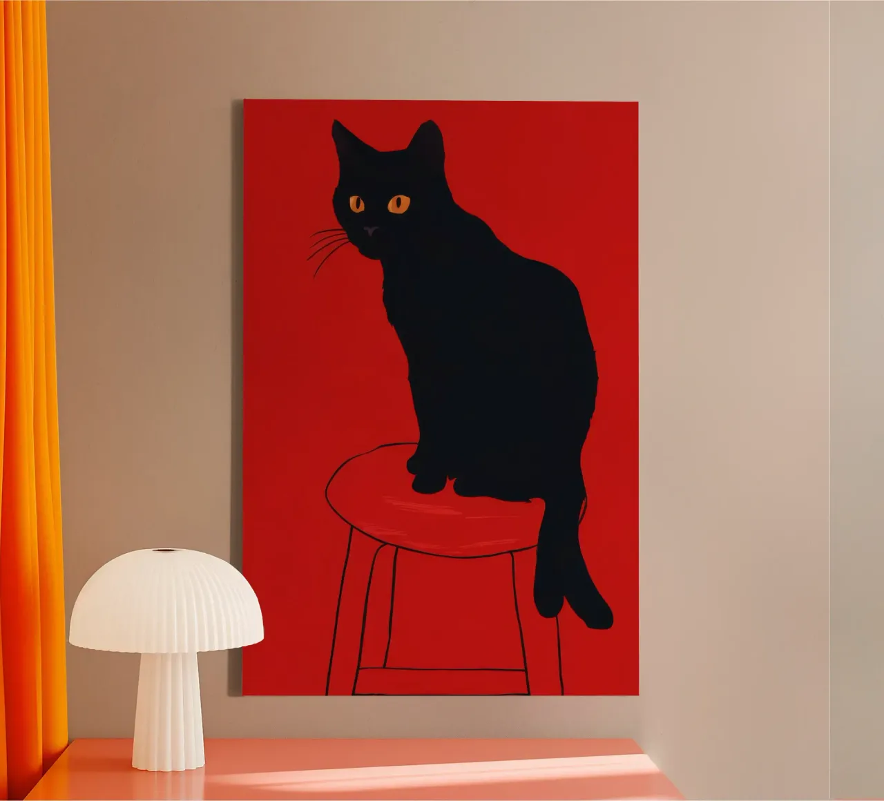 Karmozijnrode kruk schildwacht canvas met Baklijst van Mossy Pigment