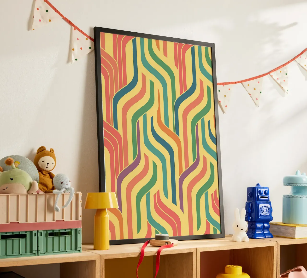 vettori astratti di line art poster con telaio in plastica da oneway