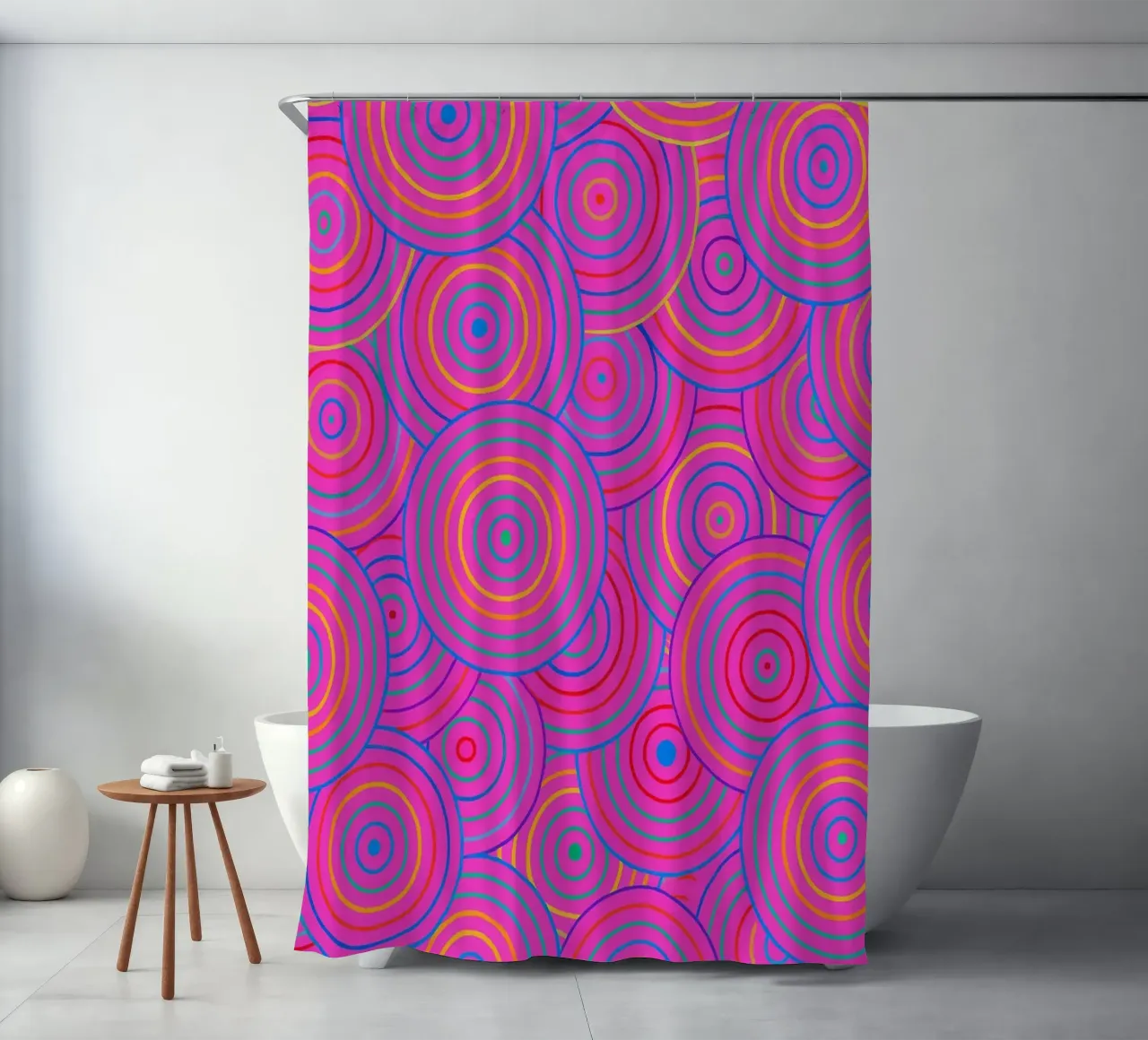 abstract line circle vector shower curtain by oneway