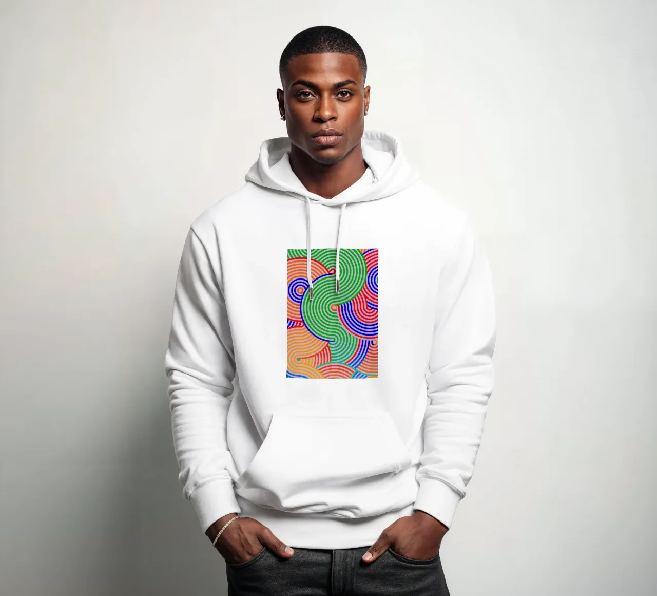 línea abstracta medio círculo vector sudadera con capucha de oneway