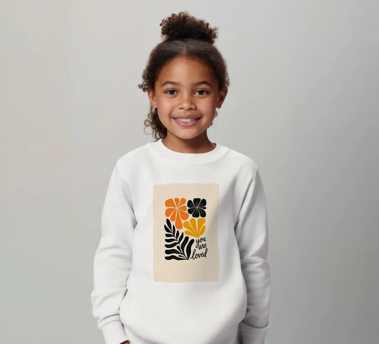 Mid-Century Modern Abstract Botanical Print kids sweatshirt by inspirational quote