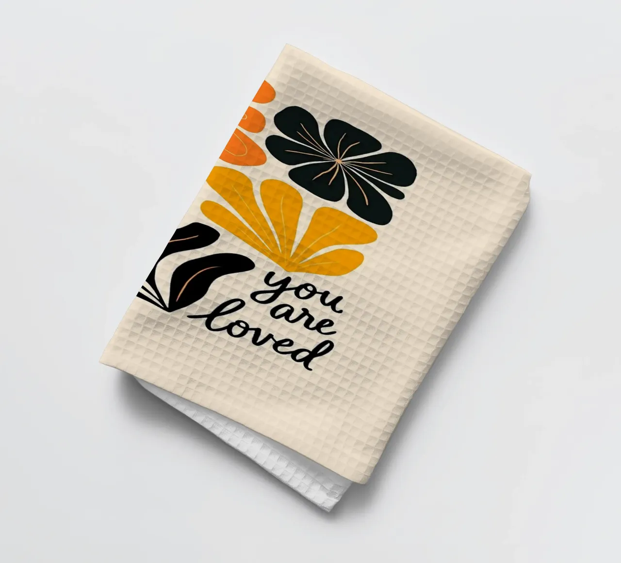 Mid-Century Modern Abstract Botanical Print tea towel by inspirational quote