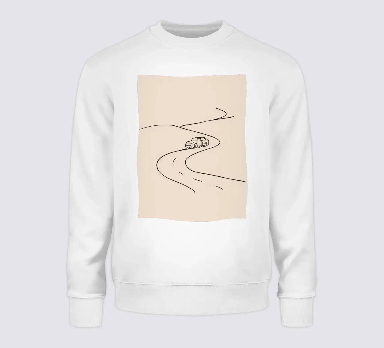 Strada curva con auto in viaggio attraverso un paesaggio aperto felpa da DesignDoodle