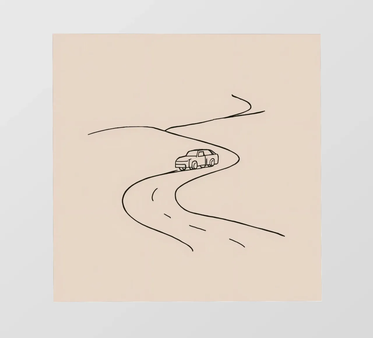 Strada curva con auto in viaggio attraverso un paesaggio aperto telo in pvc da DesignDoodle