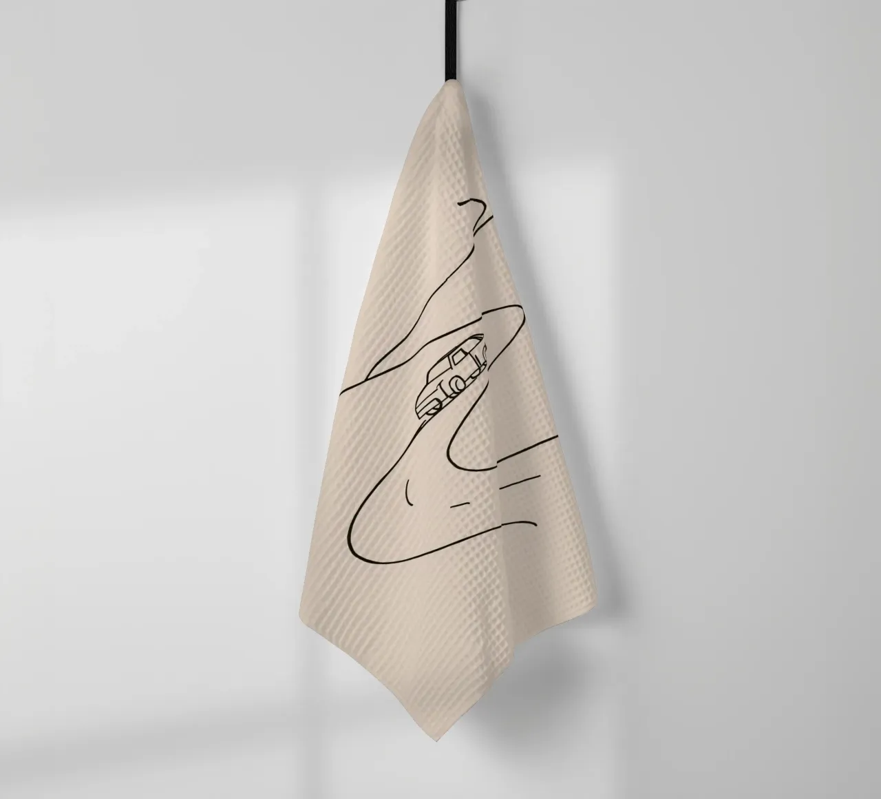Strada curva con auto in viaggio attraverso un paesaggio aperto canovaccio da cucina da DesignDoodle