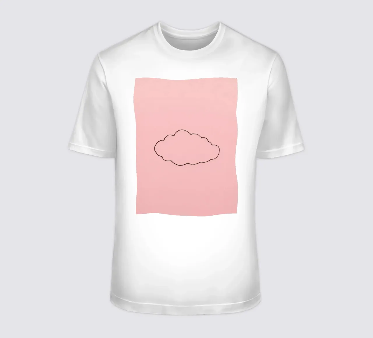 simplistic cloud design on a soft pink art t-shirt by DesignDoodle
