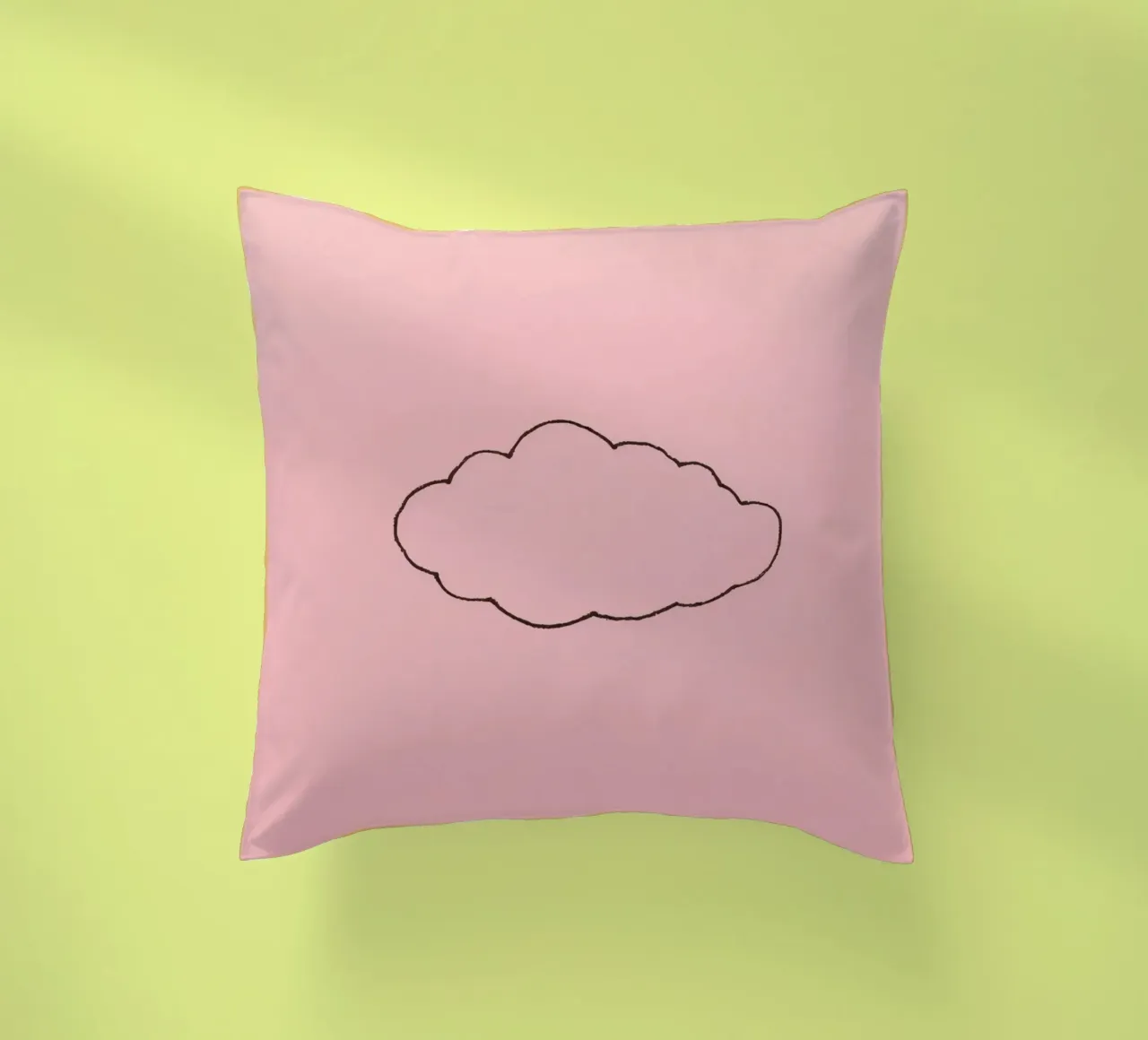 simplistic cloud design on a soft pink art decorative cushion by DesignDoodle