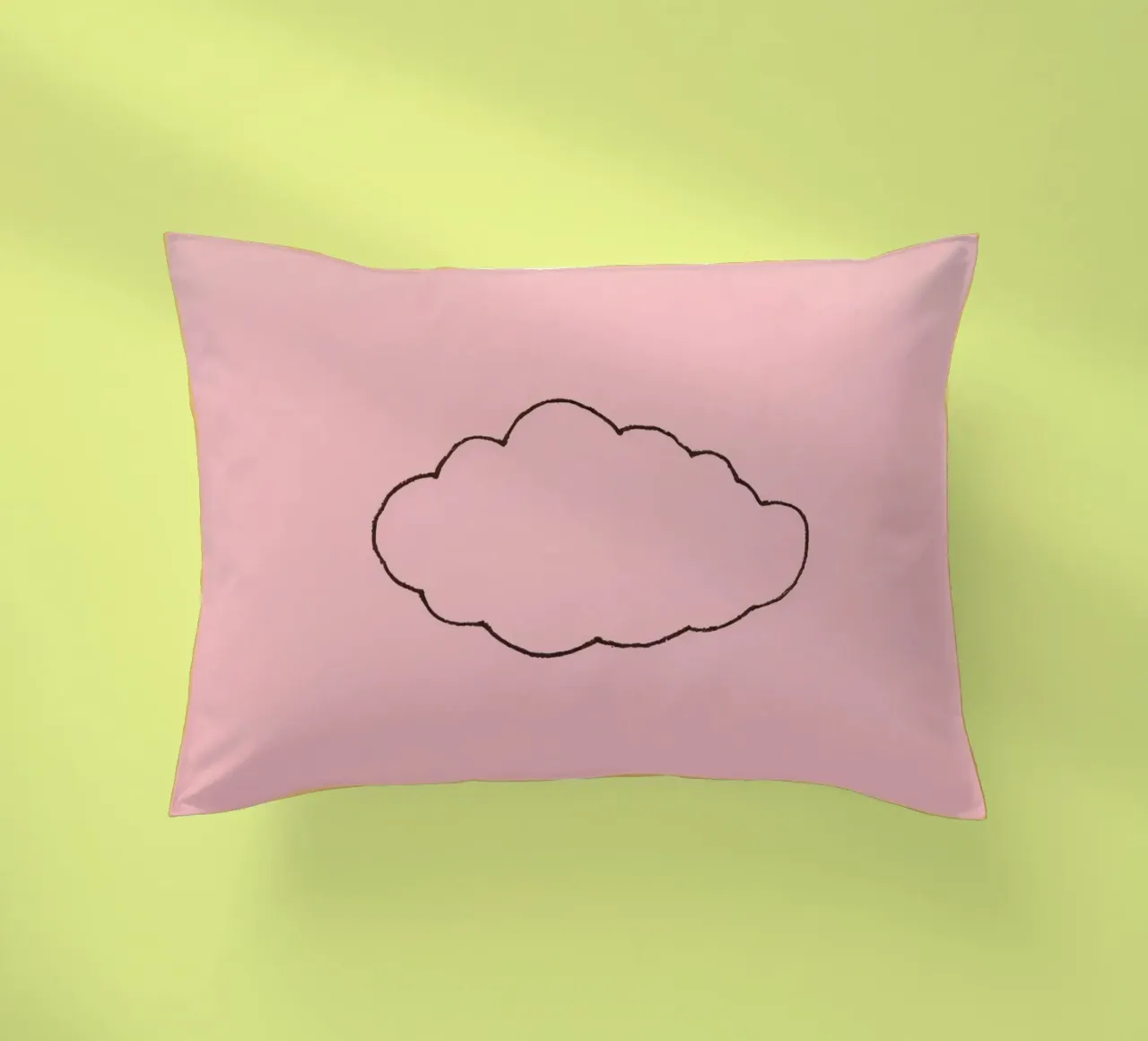 simplistic cloud design on a soft pink art decorative cushion by DesignDoodle