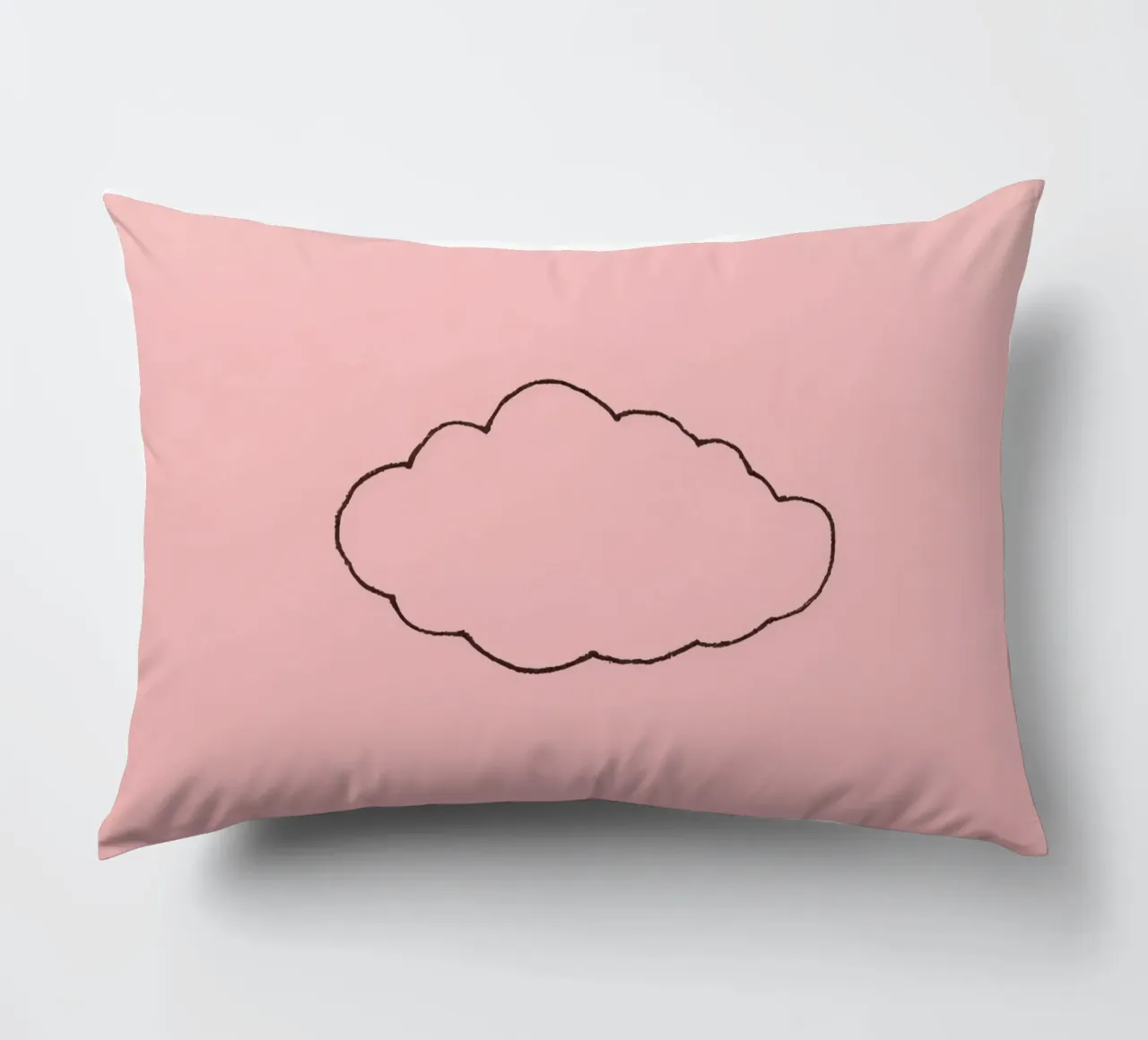 simplistic cloud design on a soft pink art decorative cushion by DesignDoodle