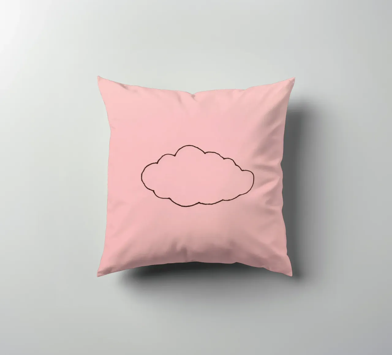 simplistic cloud design on a soft pink art decorative cushion by DesignDoodle