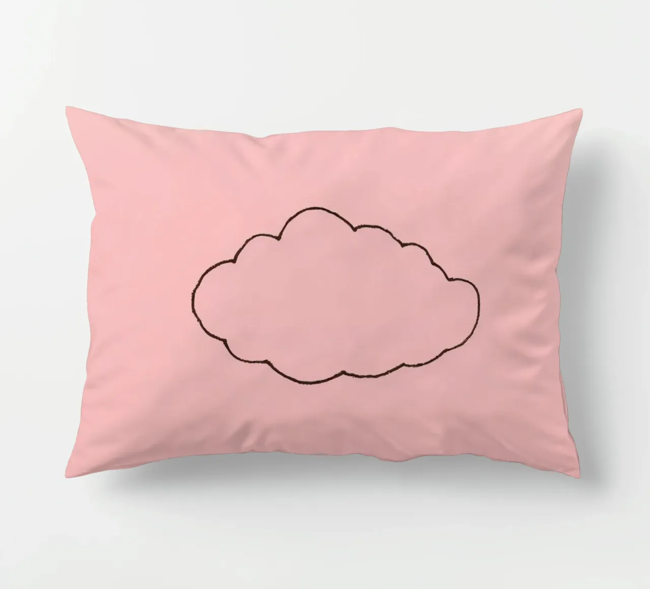 simplistic cloud design on a soft pink art decorative cushion by DesignDoodle