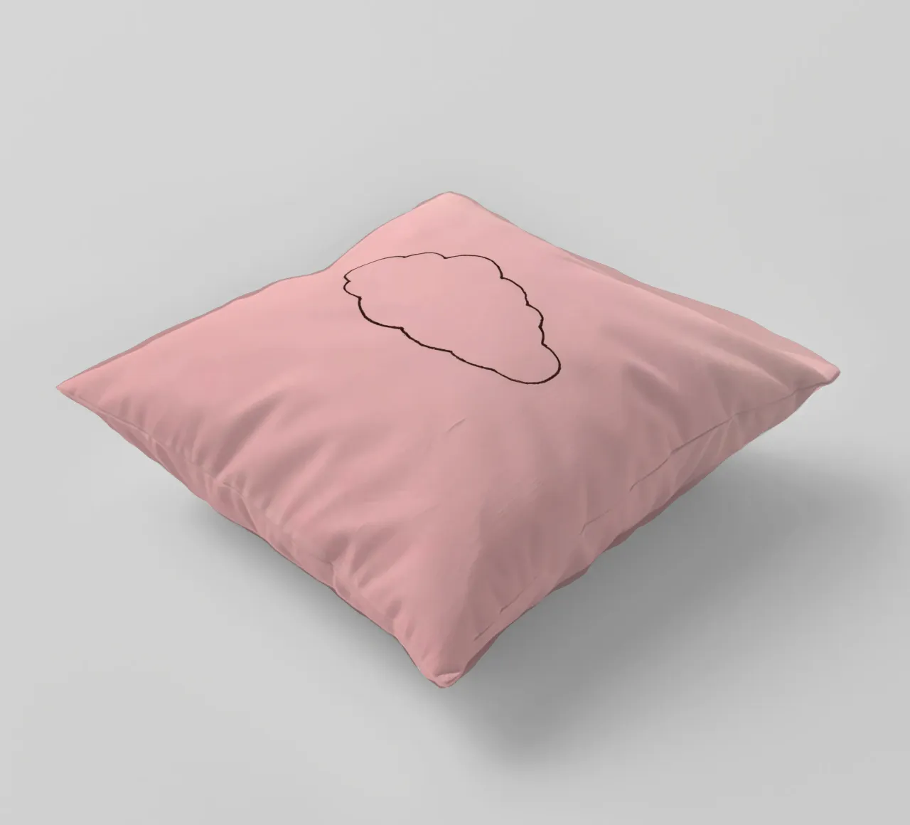 simplistic cloud design on a soft pink art decorative cushion by DesignDoodle