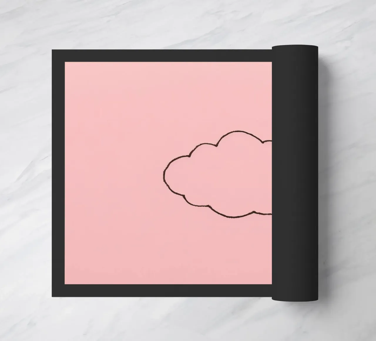 simplistic cloud design on a soft pink art doormat by DesignDoodle