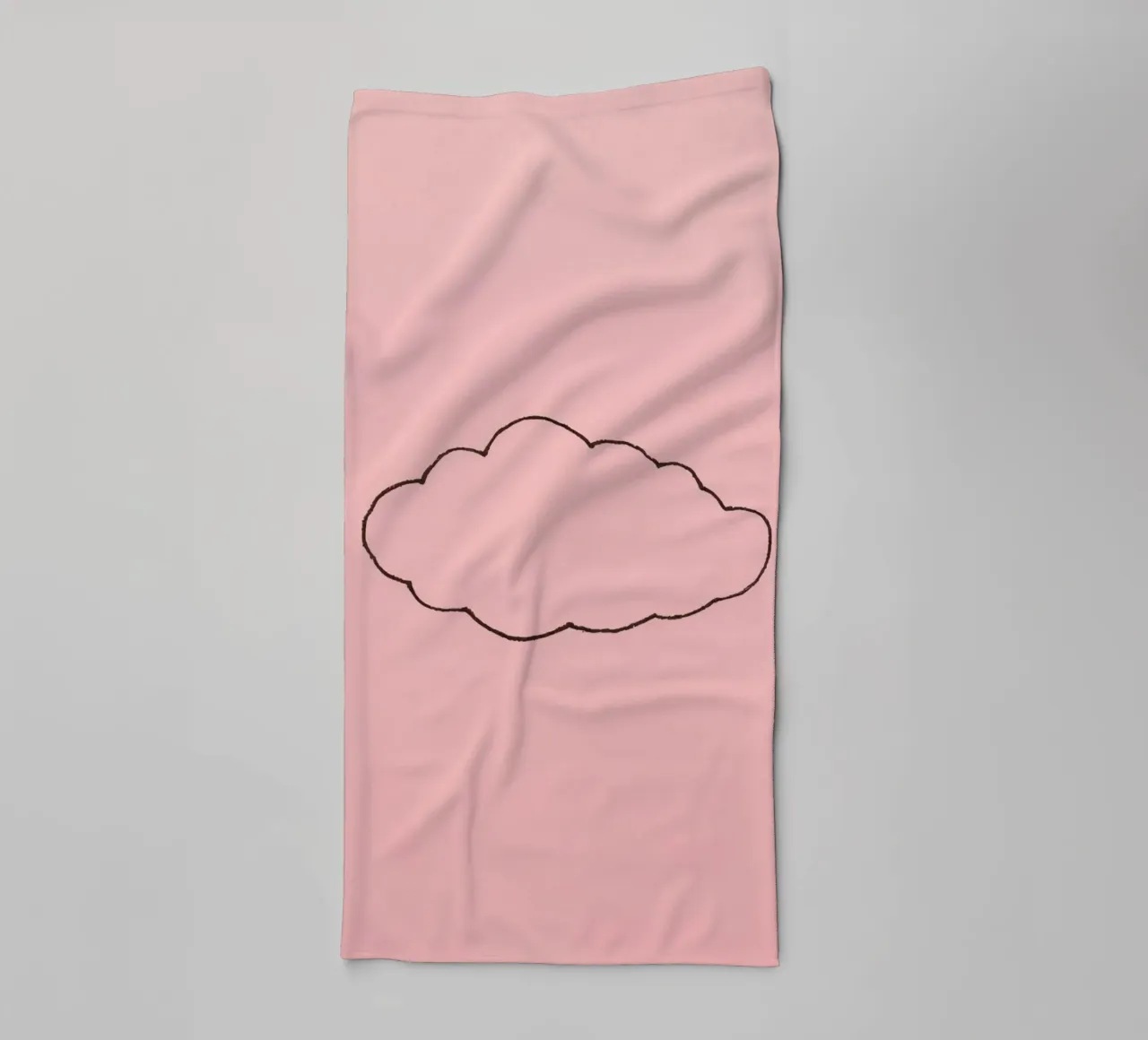 simplistic cloud design on a soft pink art towel by DesignDoodle