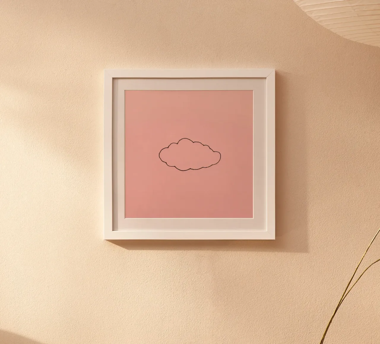 simplistic cloud design on a soft pink art hahnemühle by DesignDoodle