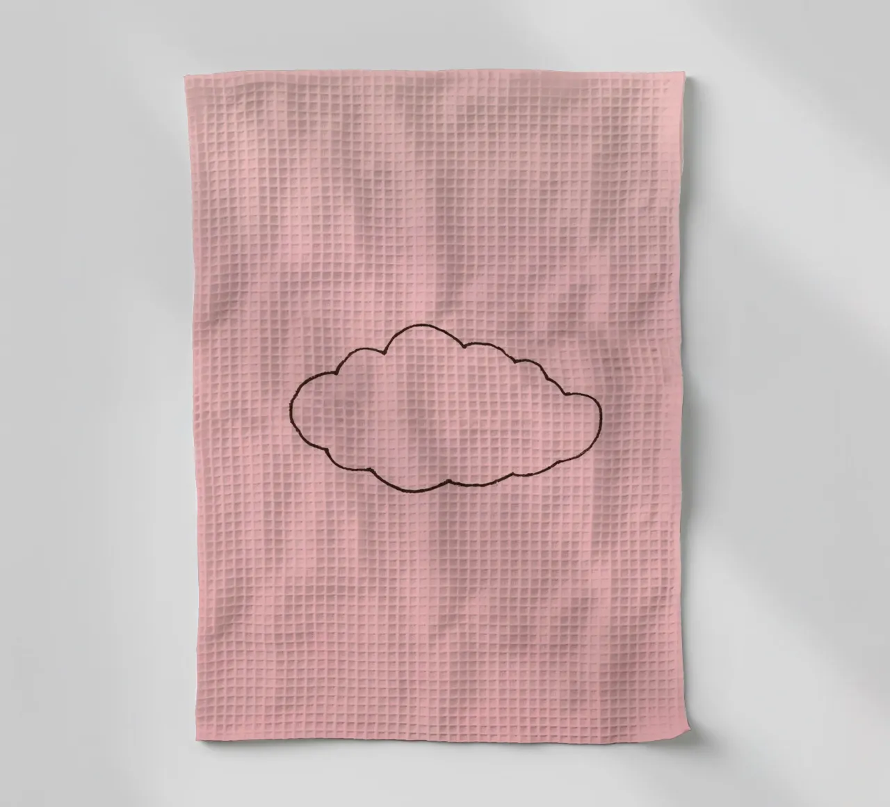 disegno semplicistico di una nuvola su un'arte rosa tenue canovaccio da cucina da DesignDoodle