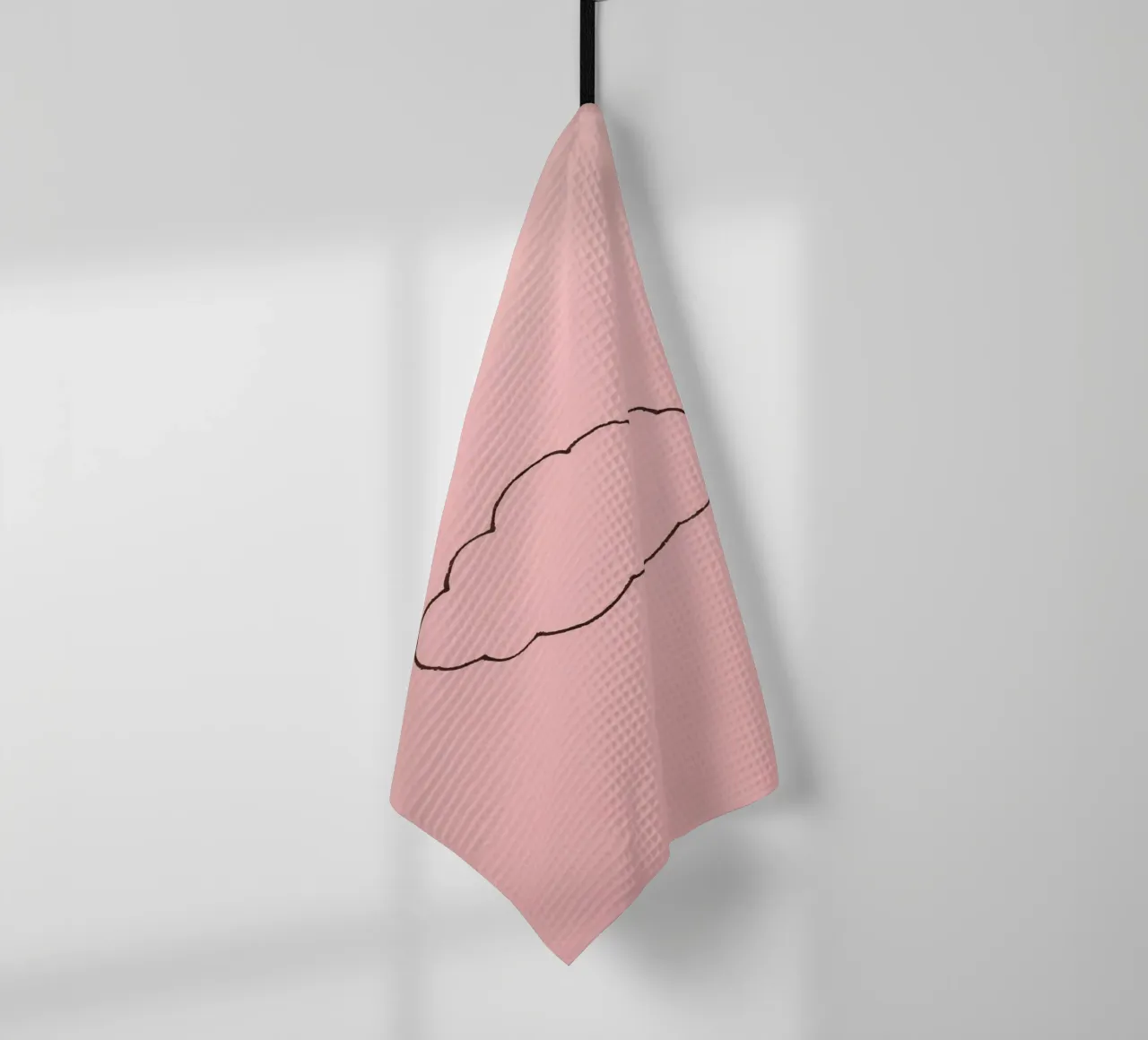 disegno semplicistico di una nuvola su un'arte rosa tenue canovaccio da cucina da DesignDoodle