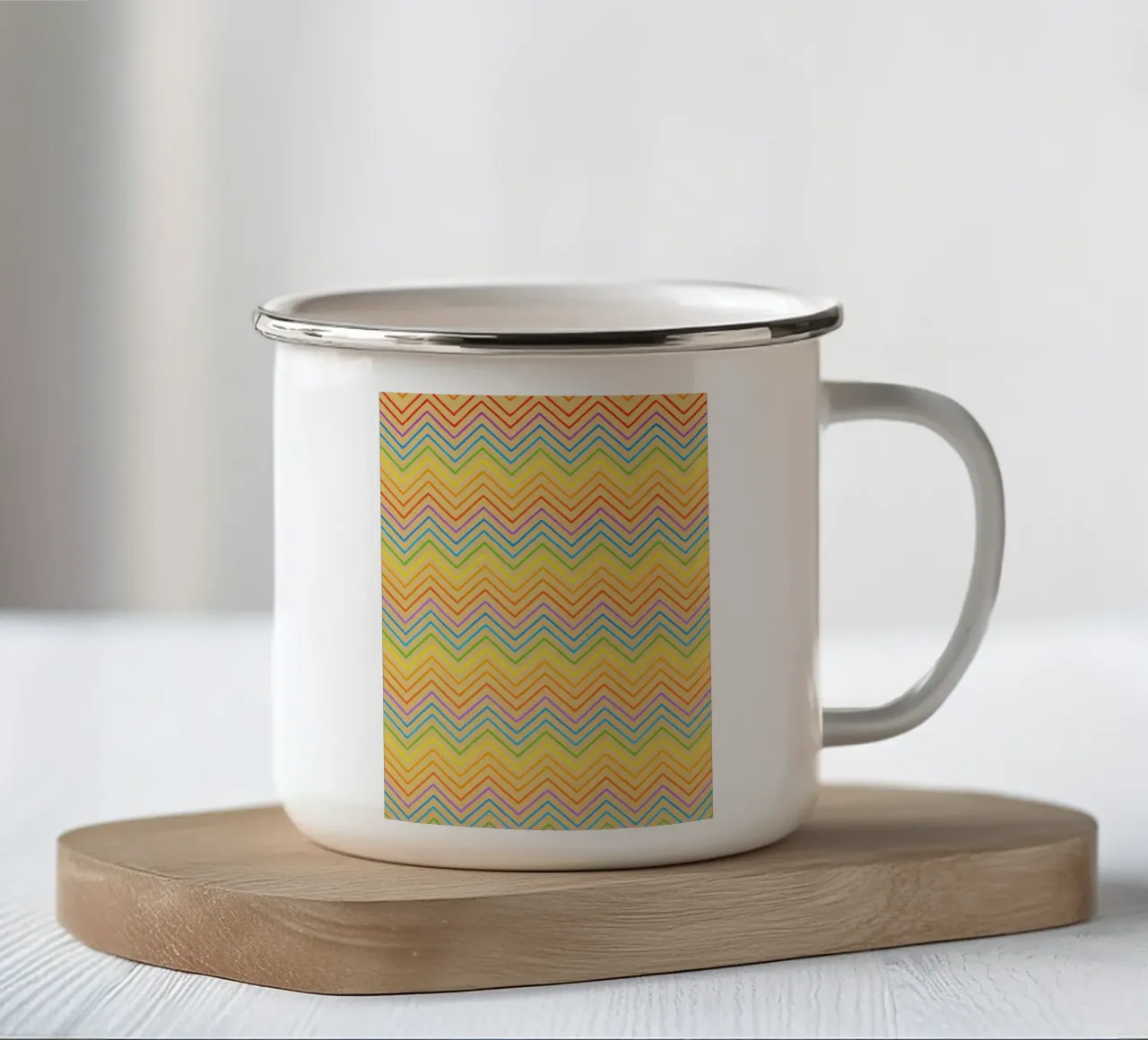 linea astratta a zigzag vettore tazza in smalto da oneway