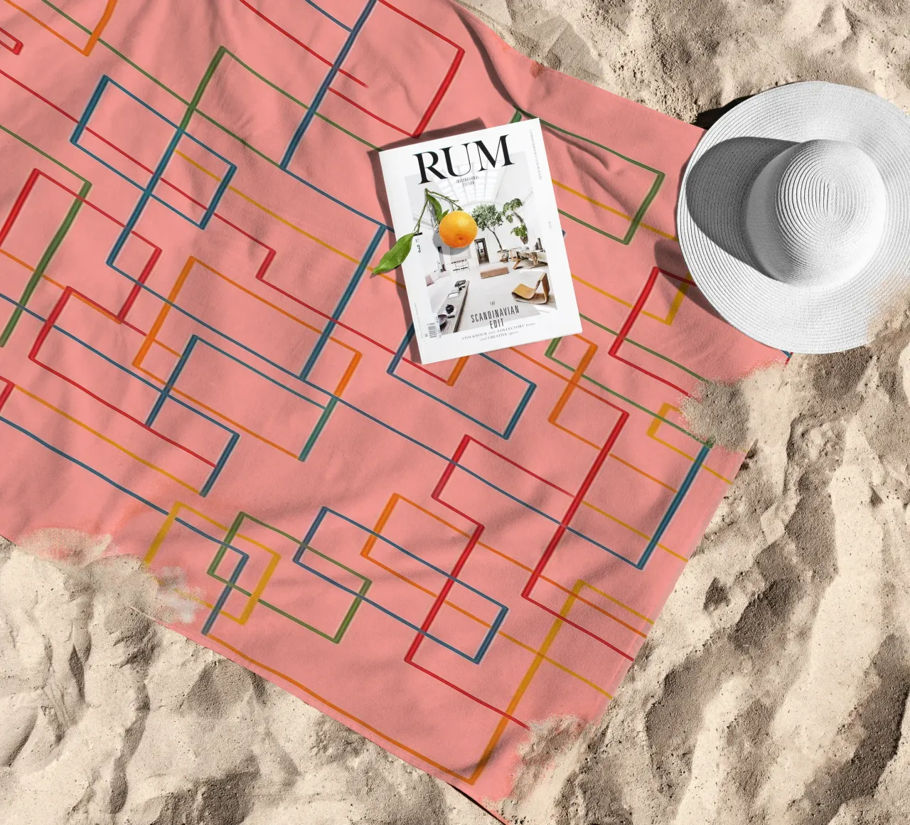 abstract lines art vector beach towel by oneway
