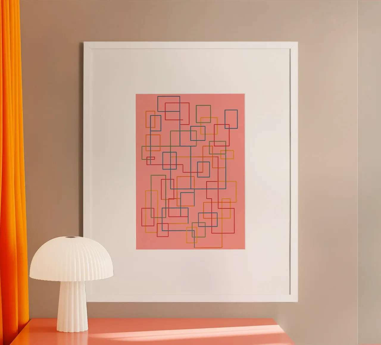 abstract lines art vector poster with aluminum frame by oneway