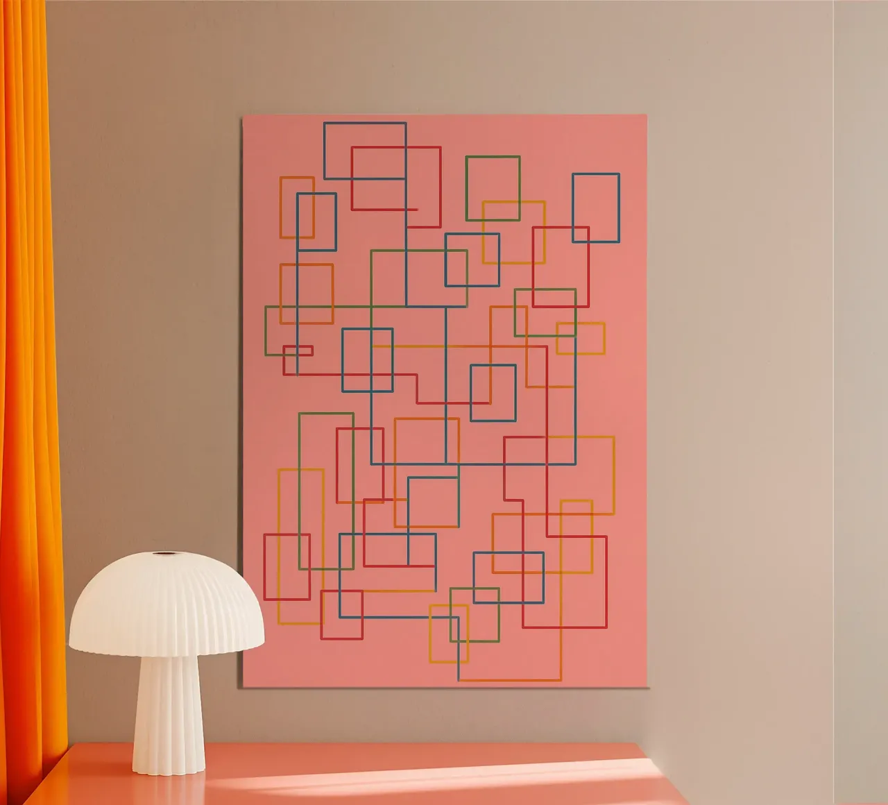 abstract lines art vector poster with aluminum frame by oneway