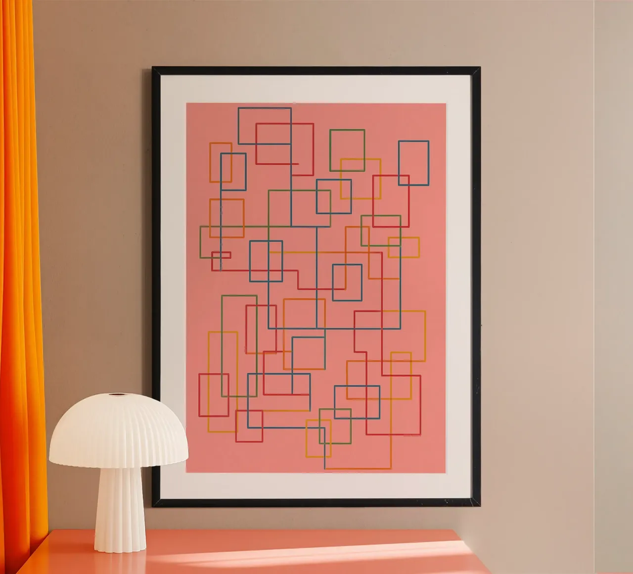 abstract lines art vector poster with aluminum frame by oneway