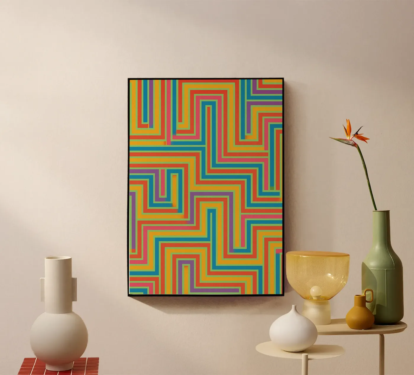 abstracte lijnen vector acryl van oneway