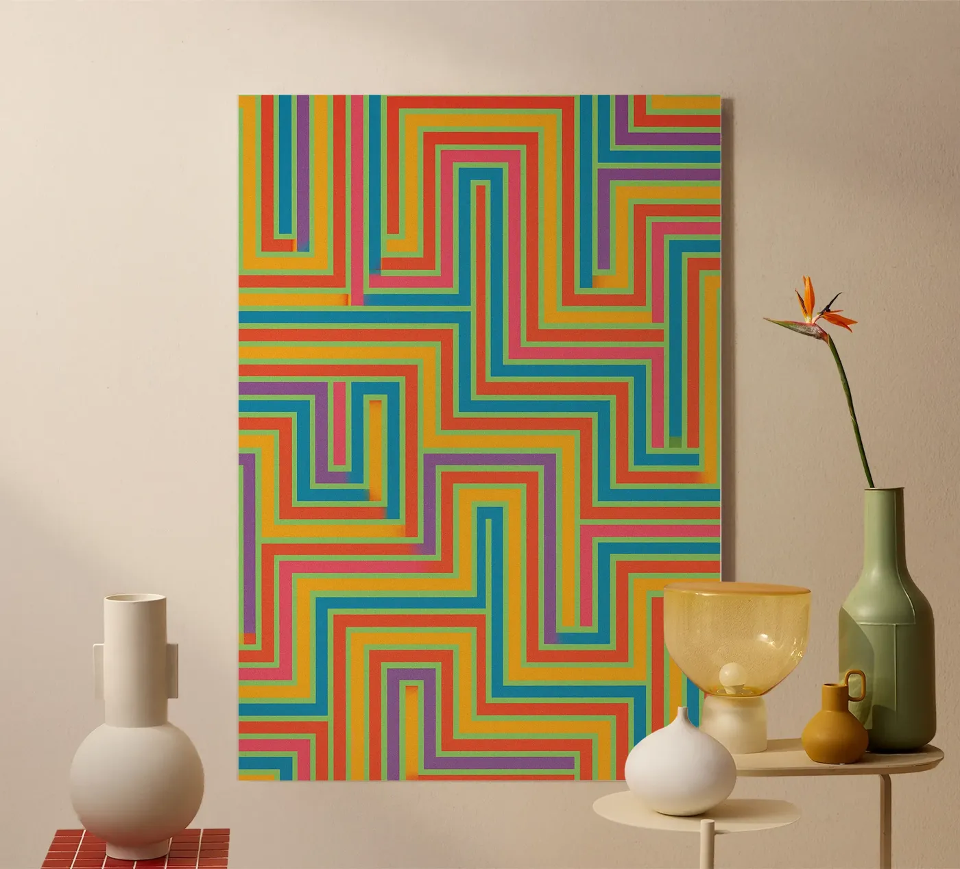 abstracte lijnen vector acryl van oneway