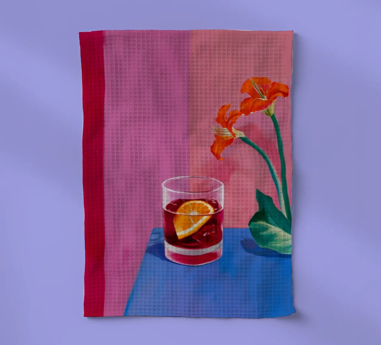 Sunset Negroni Bloom canovaccio da cucina da Mossy Pigment