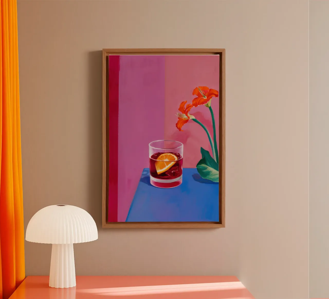Sunset Negroni Bloom tela con Cornice a cassetta da Mossy Pigment