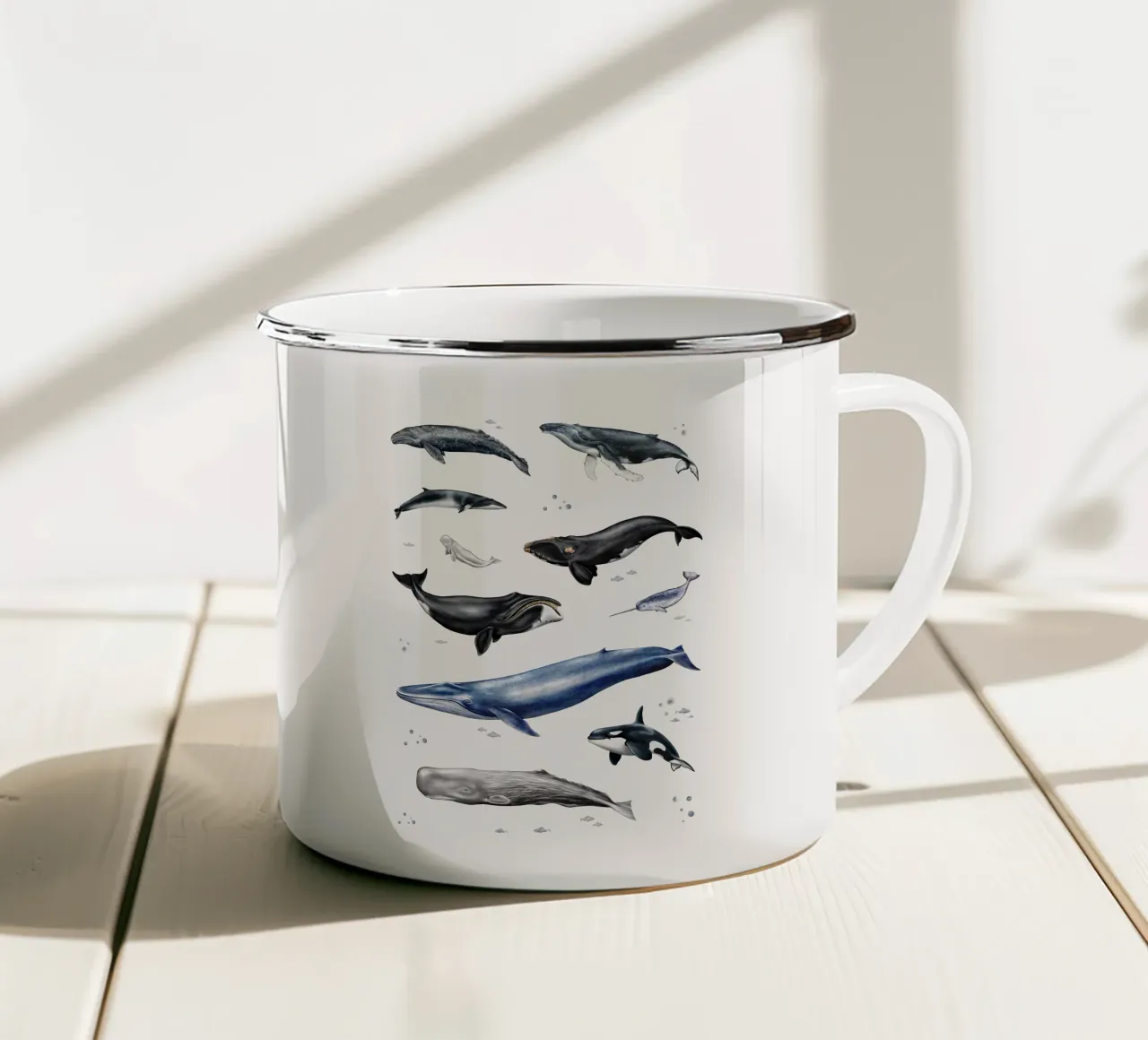 Wale & Delfine Nr.03 • Arten entdecken Lernbild Illustration tazza in smalto da Moonlit Illustrations