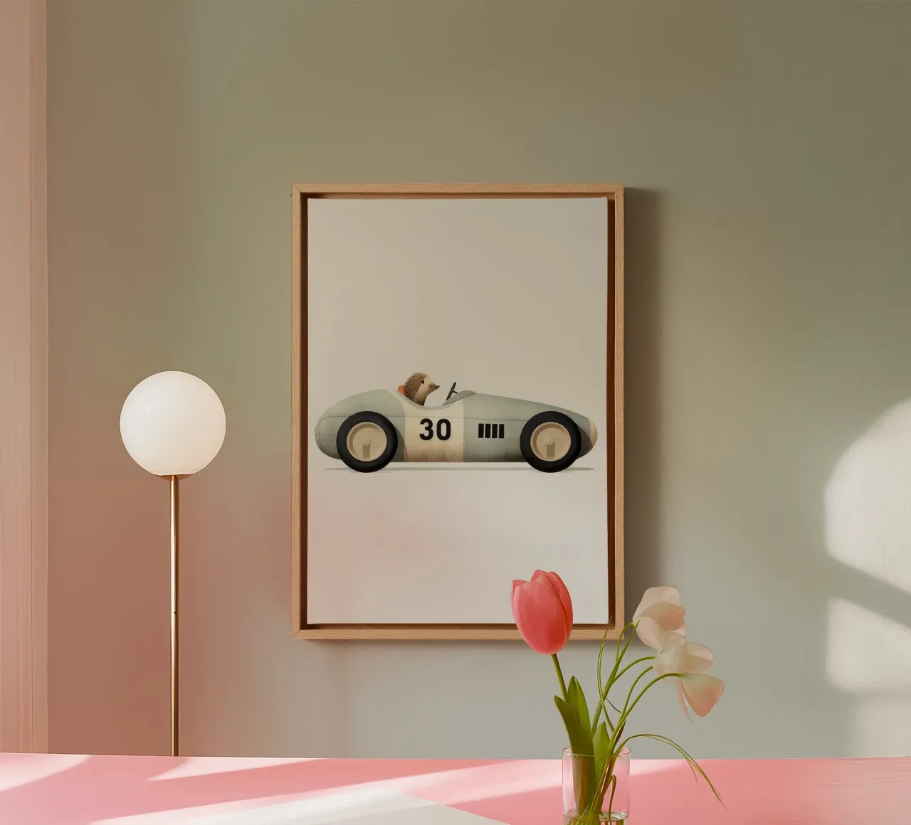 hedgehog in car canvas met Baklijst van muench benjamin
