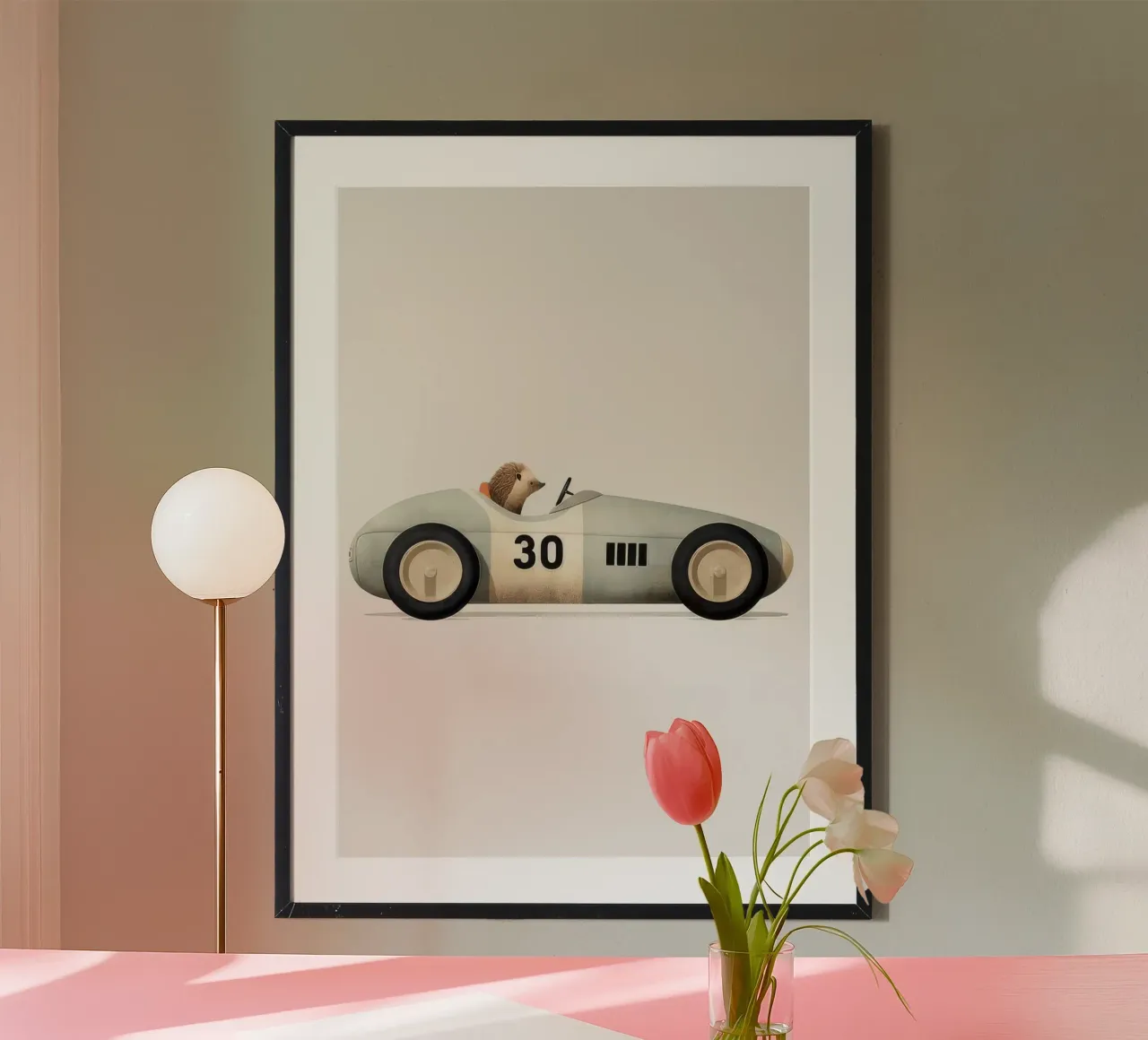 riccio in auto poster con telaio in plastica da muench benjamin