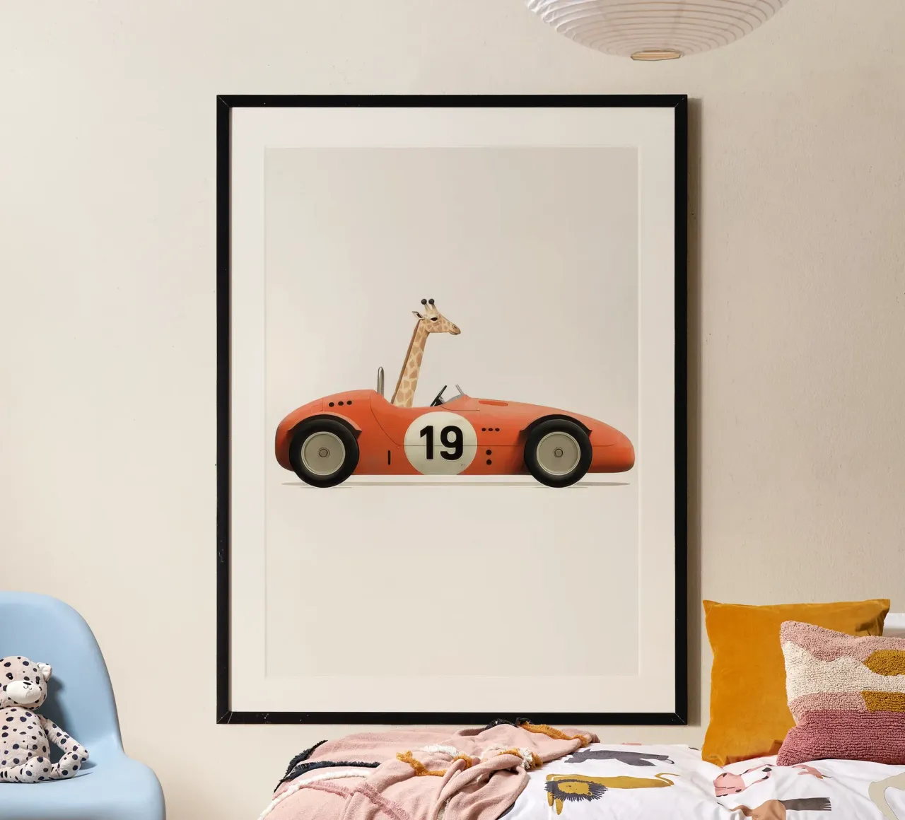 Girafe in car poster con telaio in legno da muench benjamin
