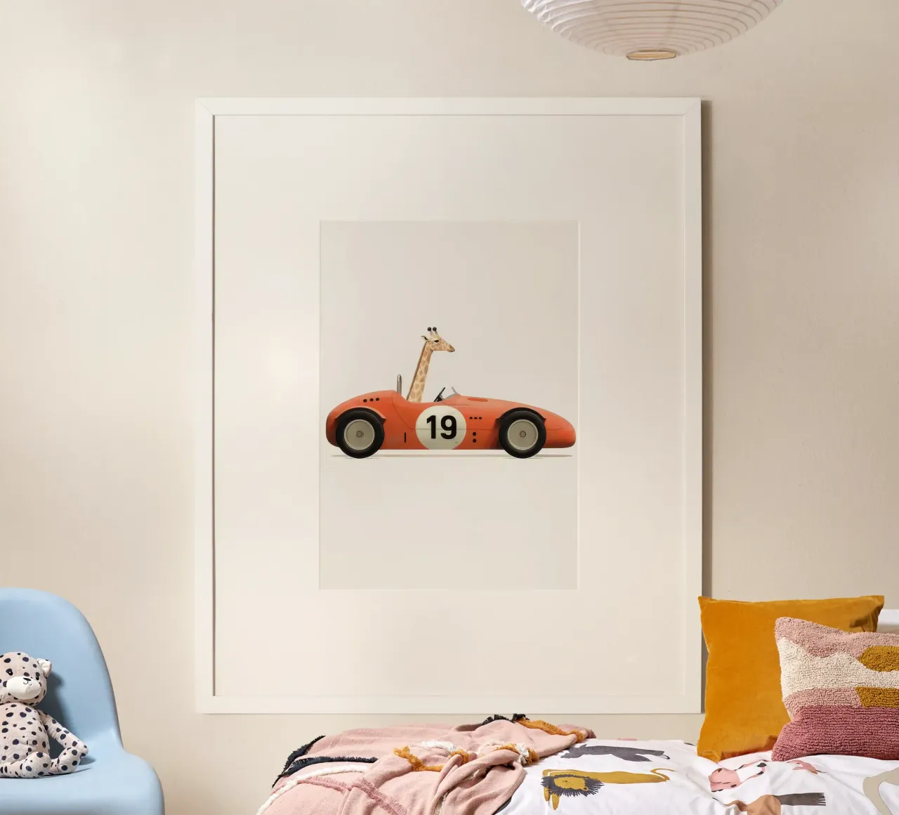 Girafe in car poster con telaio in legno da muench benjamin