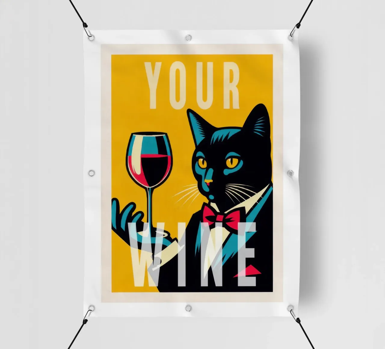 CAt nero e vino rosso telo in pvc da muench benjamin