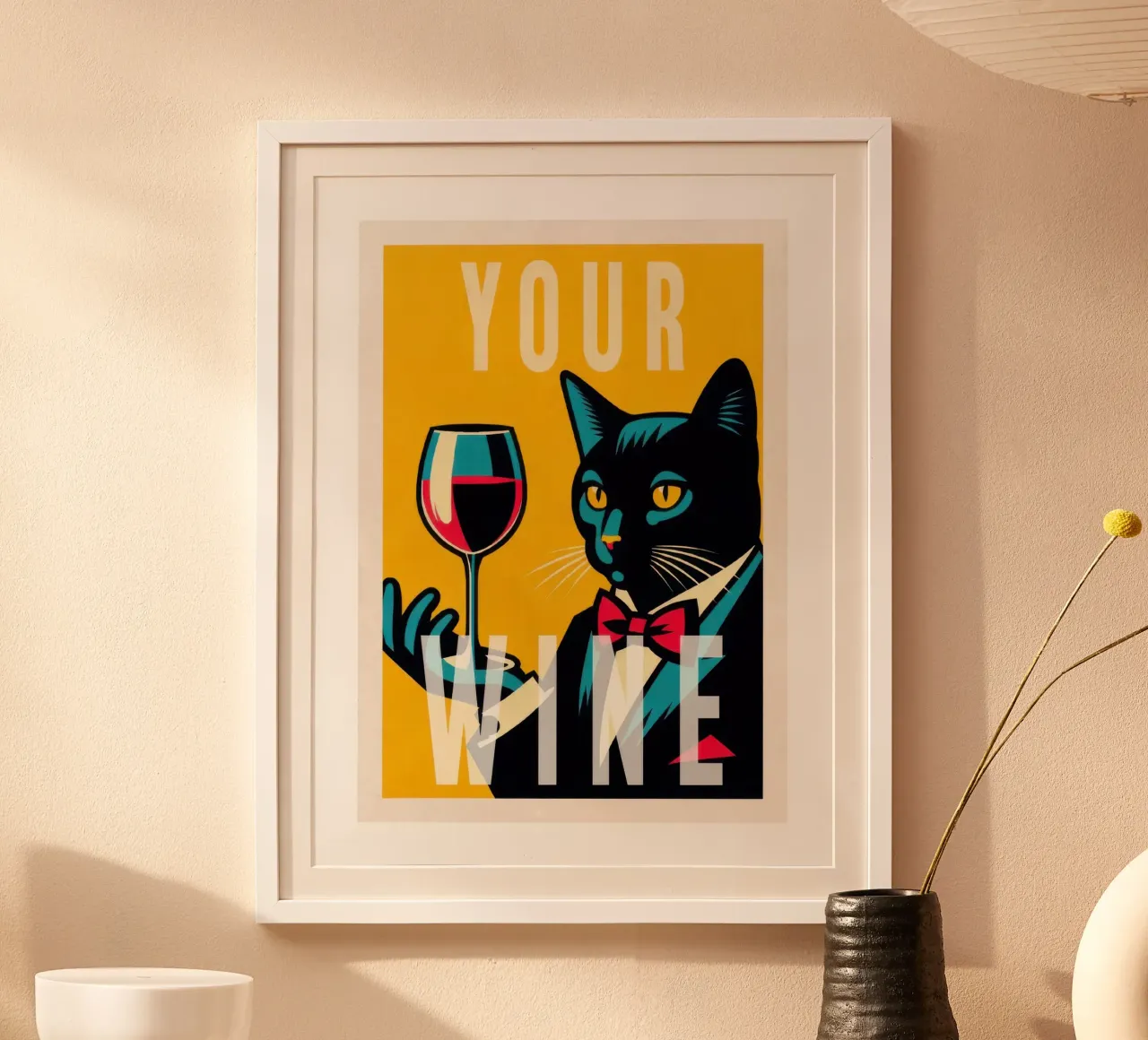 CAt nero e vino rosso poster da muench benjamin