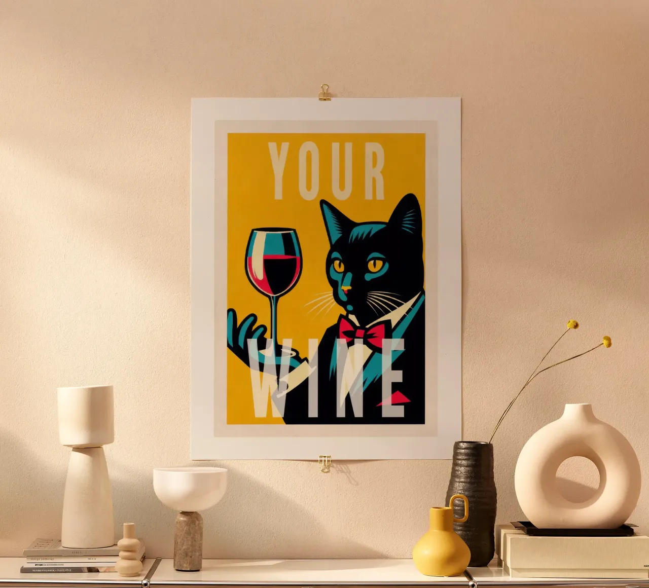 CAt nero e vino rosso poster da muench benjamin