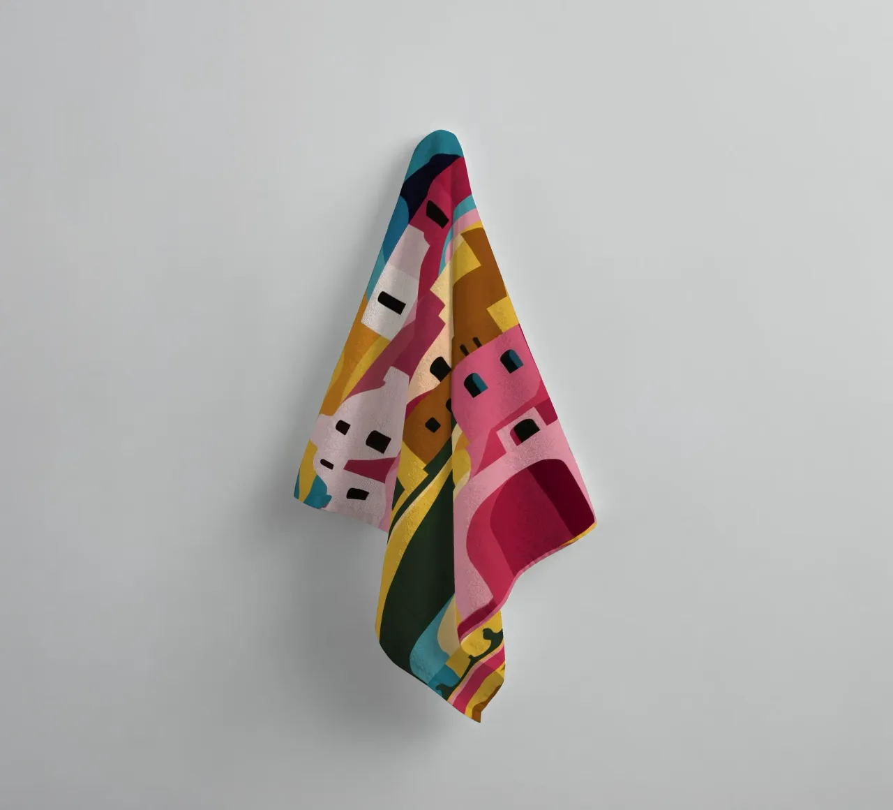 Cubist Village Kaleidoscope towel by Mossy Pigment