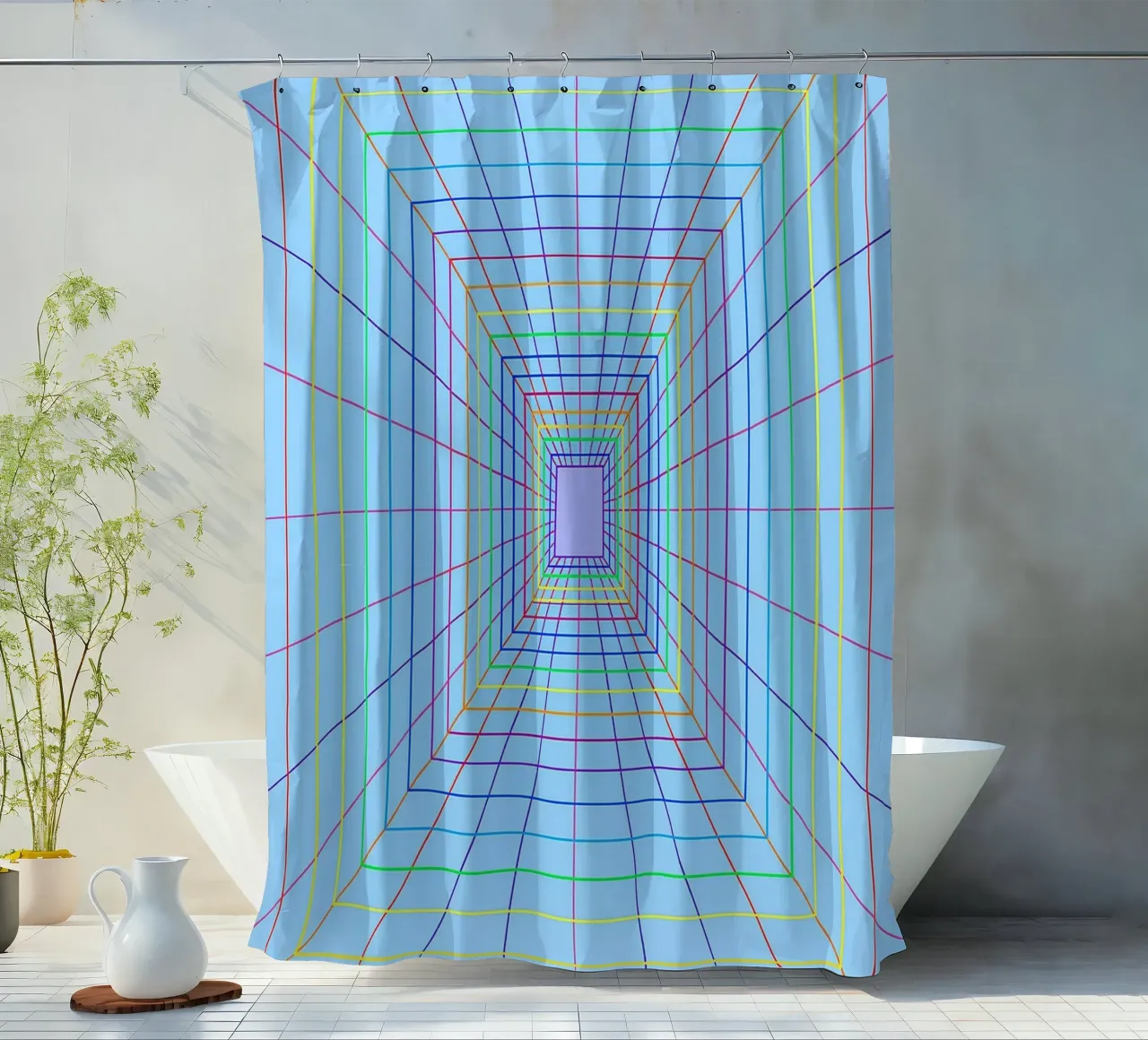abstract spectrum line vector shower curtain by oneway